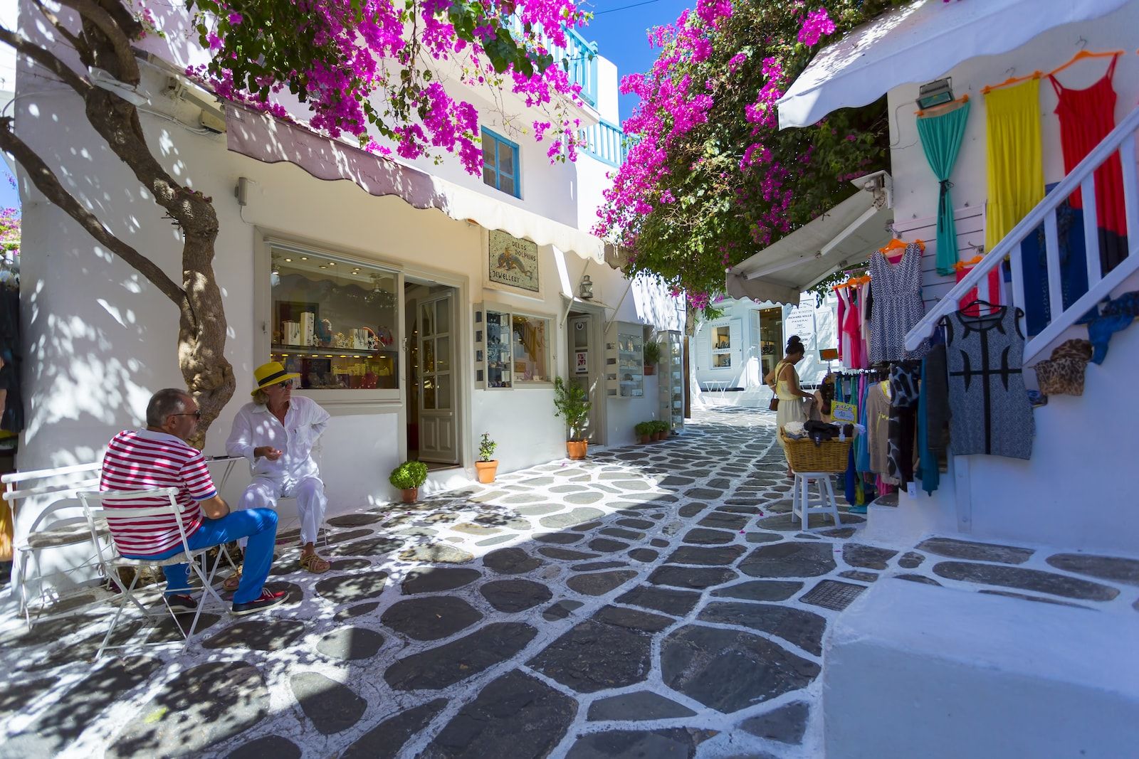 Greece, Mykonos, a luxury shop of the Chora old town Stock Photo