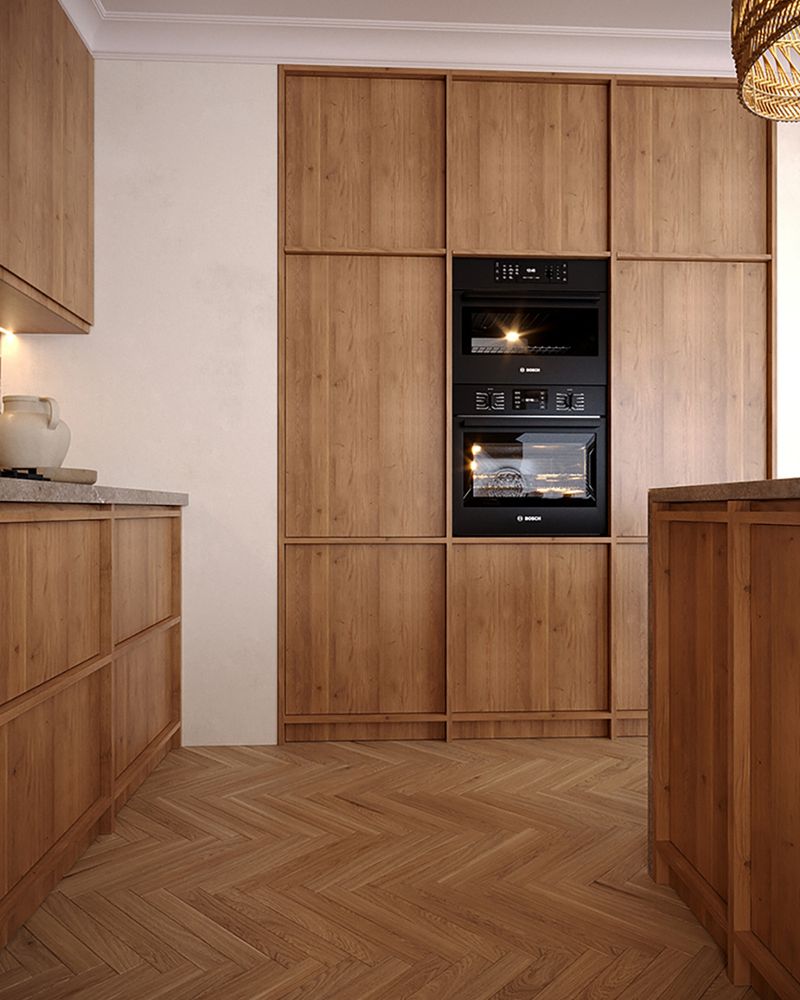 Scandinavian NORDIC kitchen with built-in ovens