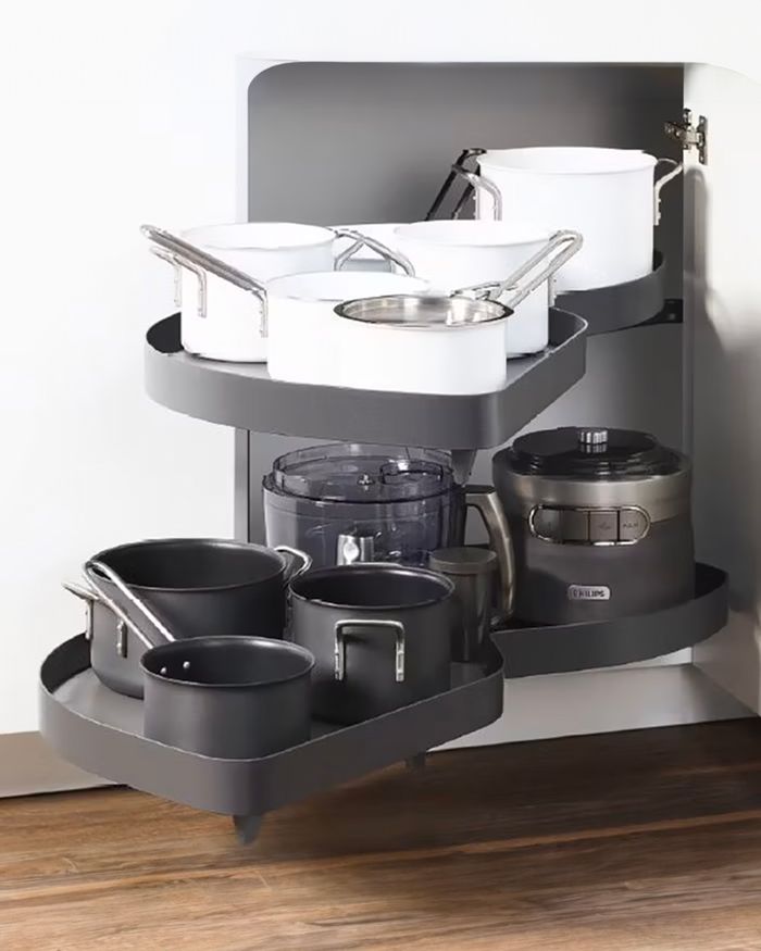 Image depicting the Cornerstone MAXX system by Vauth-Sagel, available from MebelArts, which utilizes kitchen corners for maximum storage use in an elegant way.