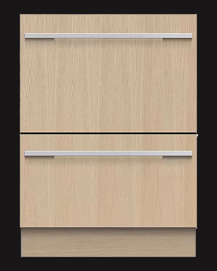 Εντοιχισμένη συρταριέρα πλυντήριο πιάτων Mebel Arts σε ξύλινη επιφάνεια, ιδανική για μοντέρνες κουζίνες.