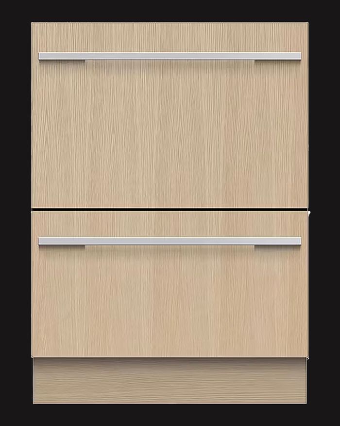 Built-in drawer dishwasher by Mebel Arts on a wooden surface, ideal for modern kitchens.