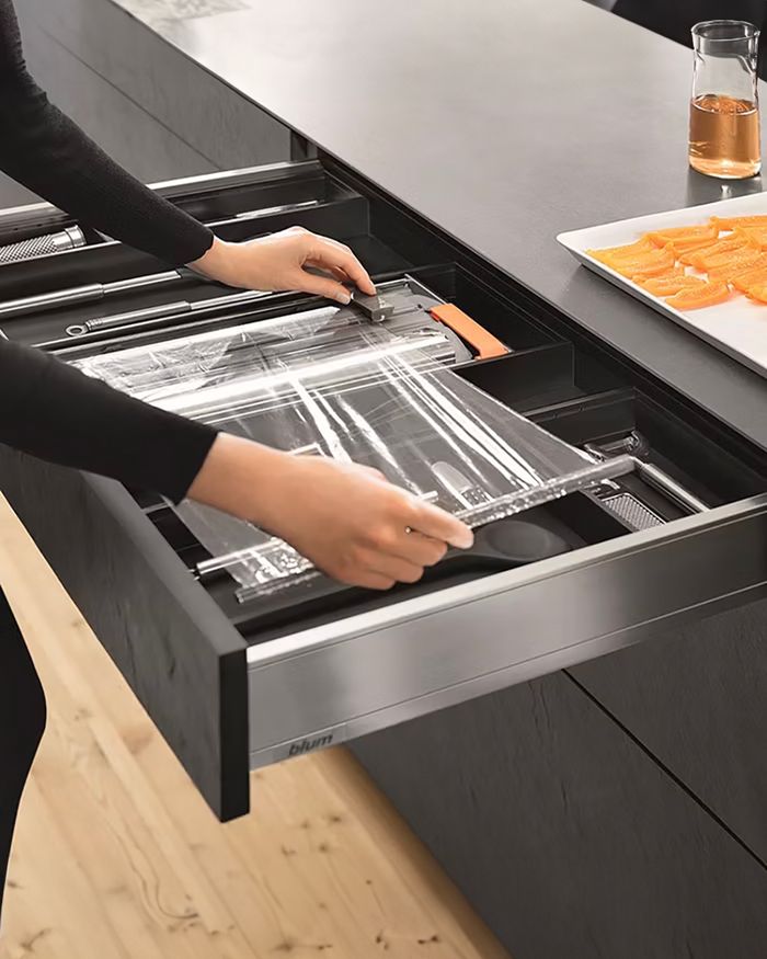 Handling the Ambia Line Membrane Holder by BLUM, Mebel Arts design.