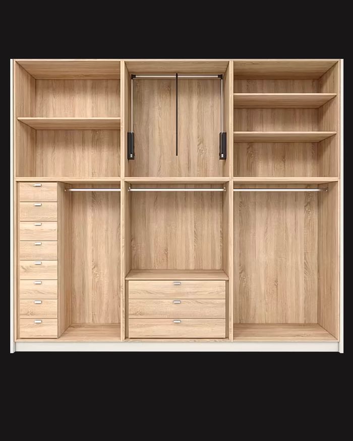 Empty Shineo wardrobe from Mebel Arts, ready for custom clothing and item organization.