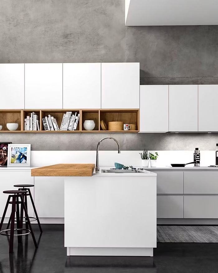 Découvrez les meubles de cuisine modernes Kumo de Mebel Arts - Design sophistiqué et fonctionnalité pour votre espace contemporain.