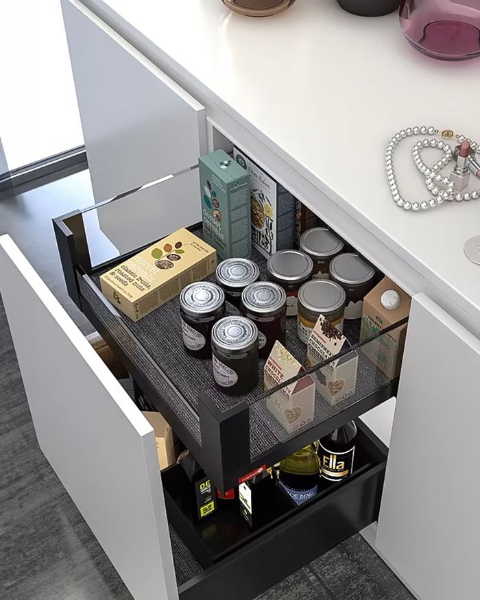 Blum baskets from the Kumo kitchen furniture series by Mebel Arts - Excellent quality and smart storage for every kitchen.