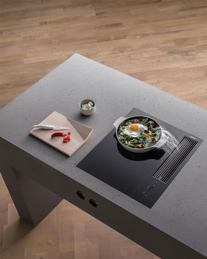 Built-in hob with BORA Classic extraction system in a Mebel Arts kitchen composition, ideal for modern decorations.