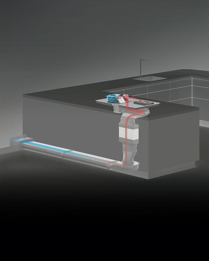 Représentation schématique du système de ventilation de la plaque de cuisson BORA Classic, de Mebel Arts.