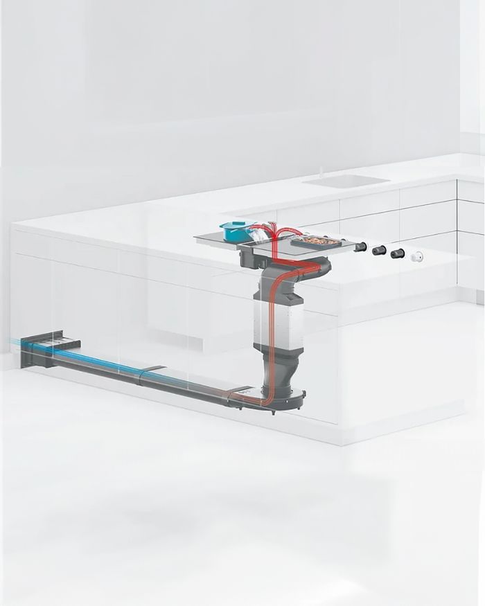 Représentation schématique du système de ventilation de la plaque de cuisson BORA Professional 3.0 par Mebel Arts.