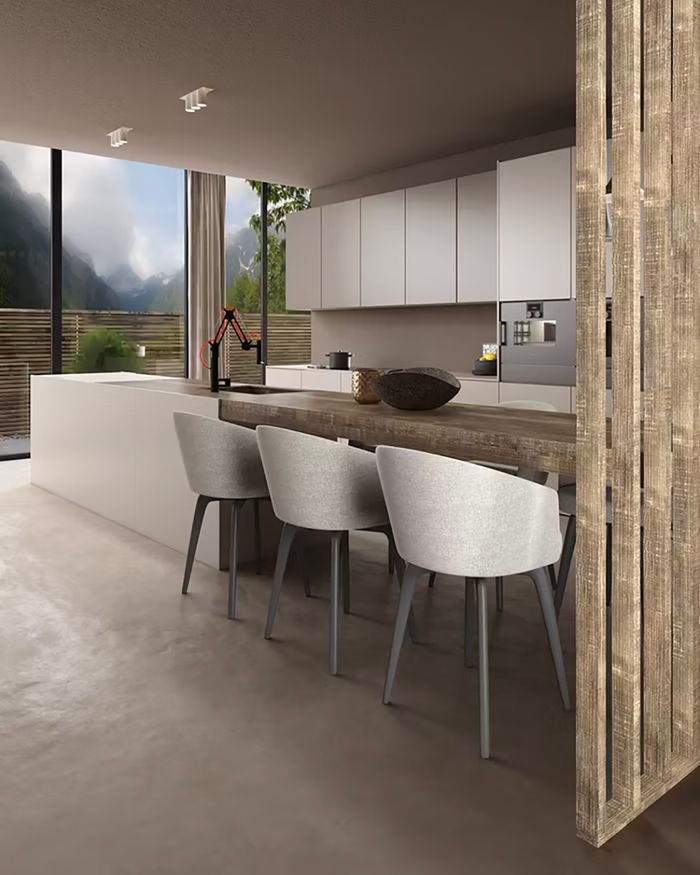 La cuisine fonctionnelle Choco Mebel Arts avec des appareils intégrés Gaggenau allie luxe et design.