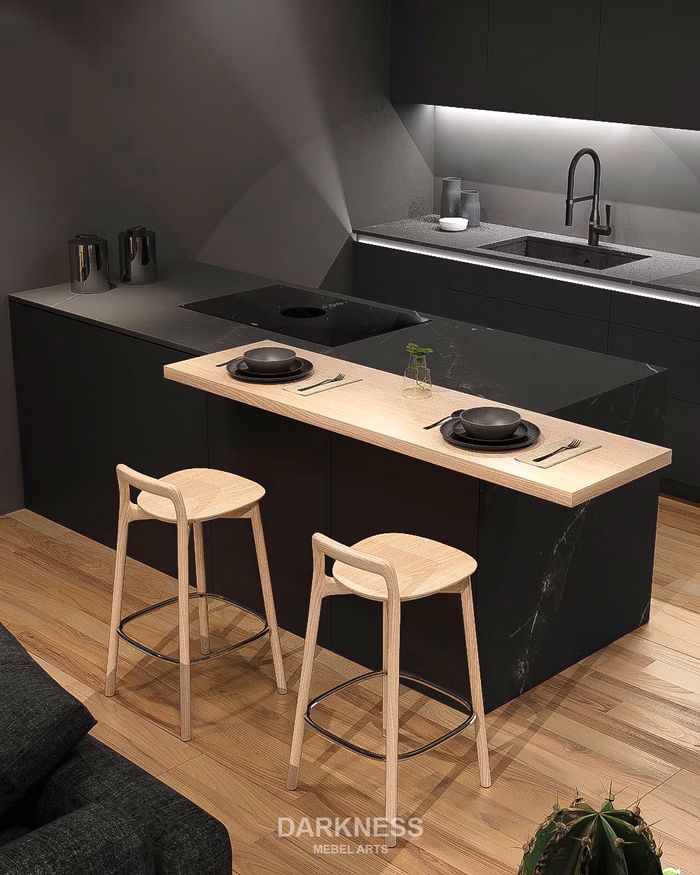 Une élégance discrète rencontre le design moderne dans cette cuisine Darkness. Les lignes épurées et le matériau durable offrent fonctionnalité et style, idéaux pour tout espace intérieur contemporain.