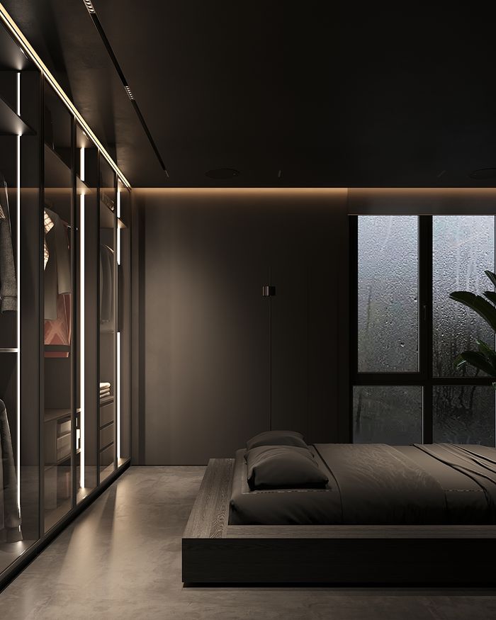 Modern Lava Moon wardrobe from Mebel Arts beside a window, with natural lighting and an elegant design.