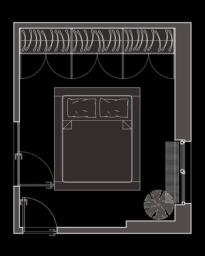 Dessin technique de l'armoire Lava Moon de Mebel Arts, montrant le souci du détail et la qualité.