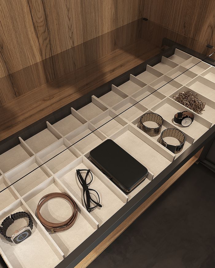 Moonwood wardrobes by Mebel Arts with quality EMUCA accessories, perfect organization in your space.