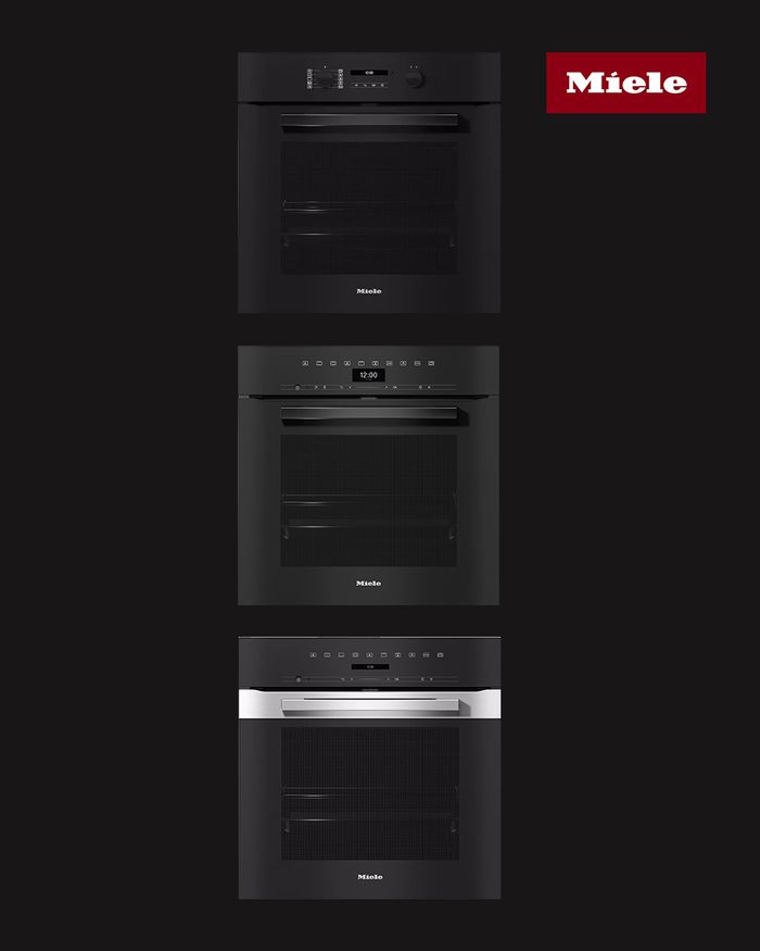 Fours électriques Miele avec design noir, esthétique élégante et fonctionnalités avancées pour chaque cuisine.