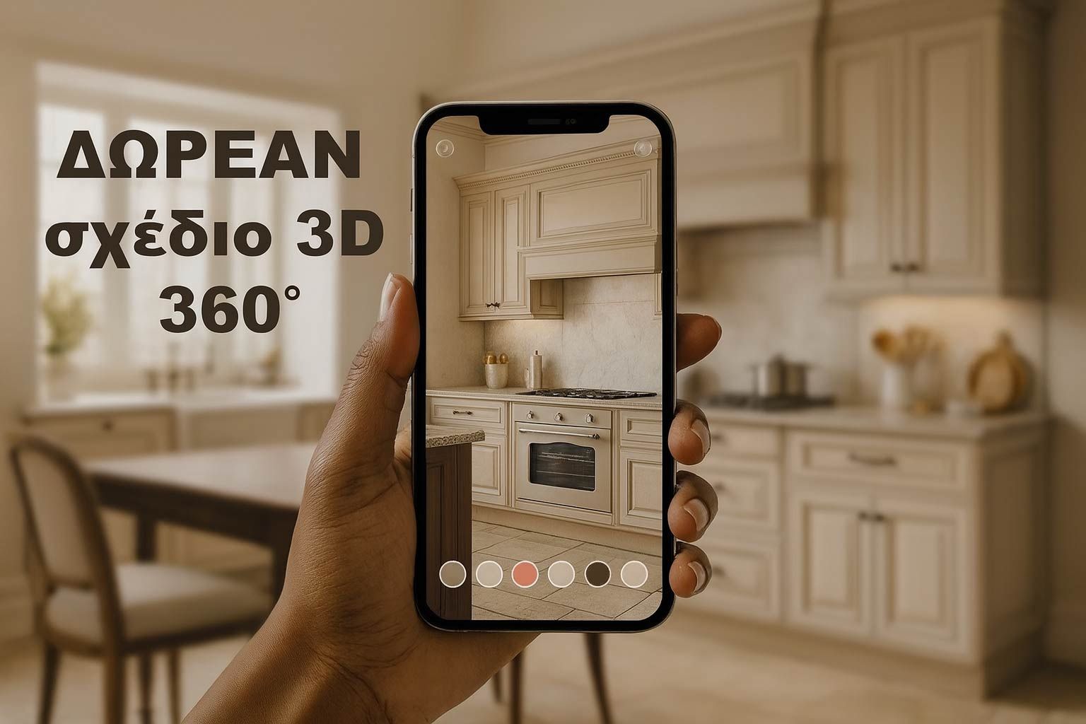 Δωρεάν σχέδιο 3D 360° για κλασική κουζίνα